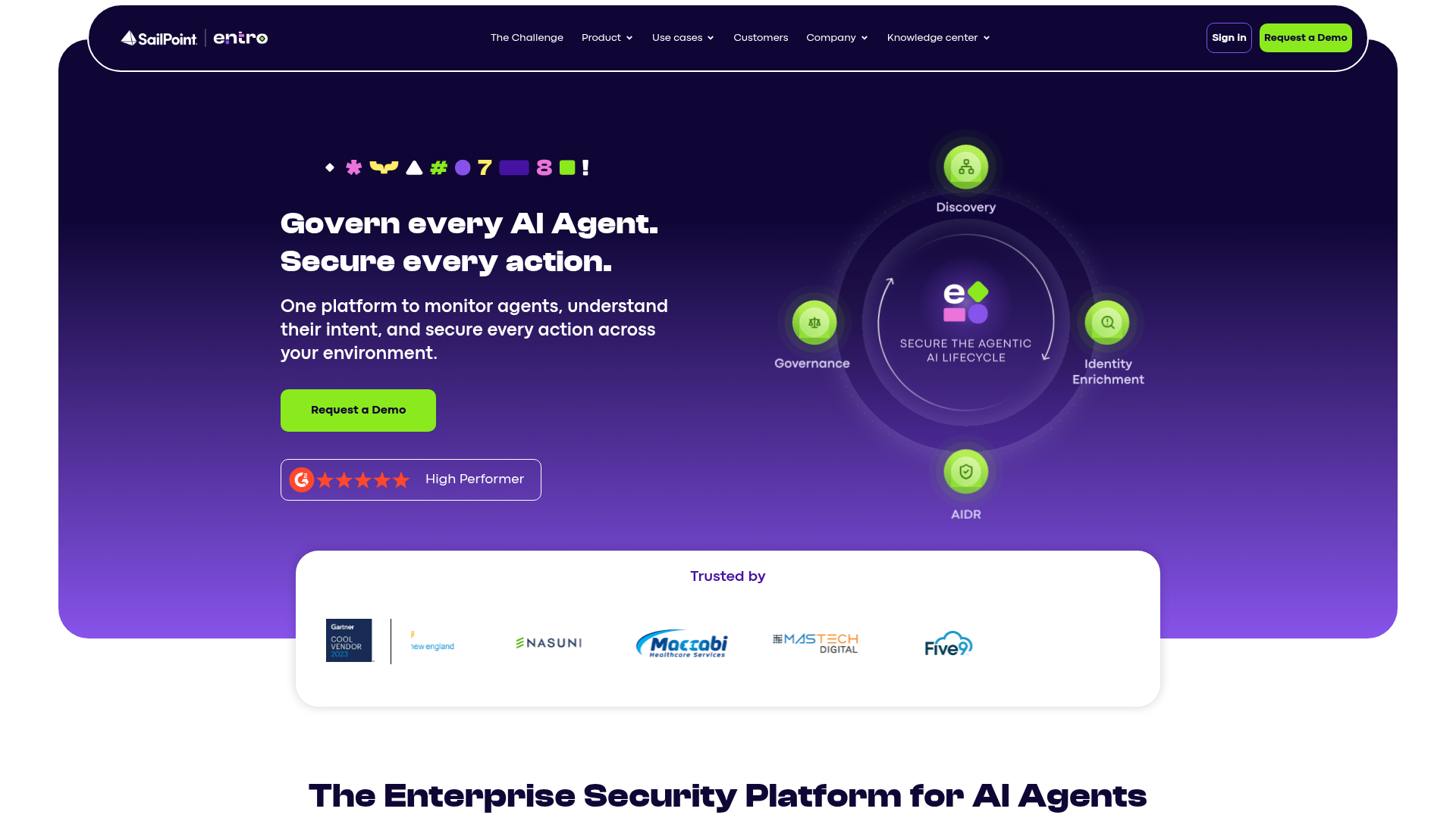 Entro Security homepage
