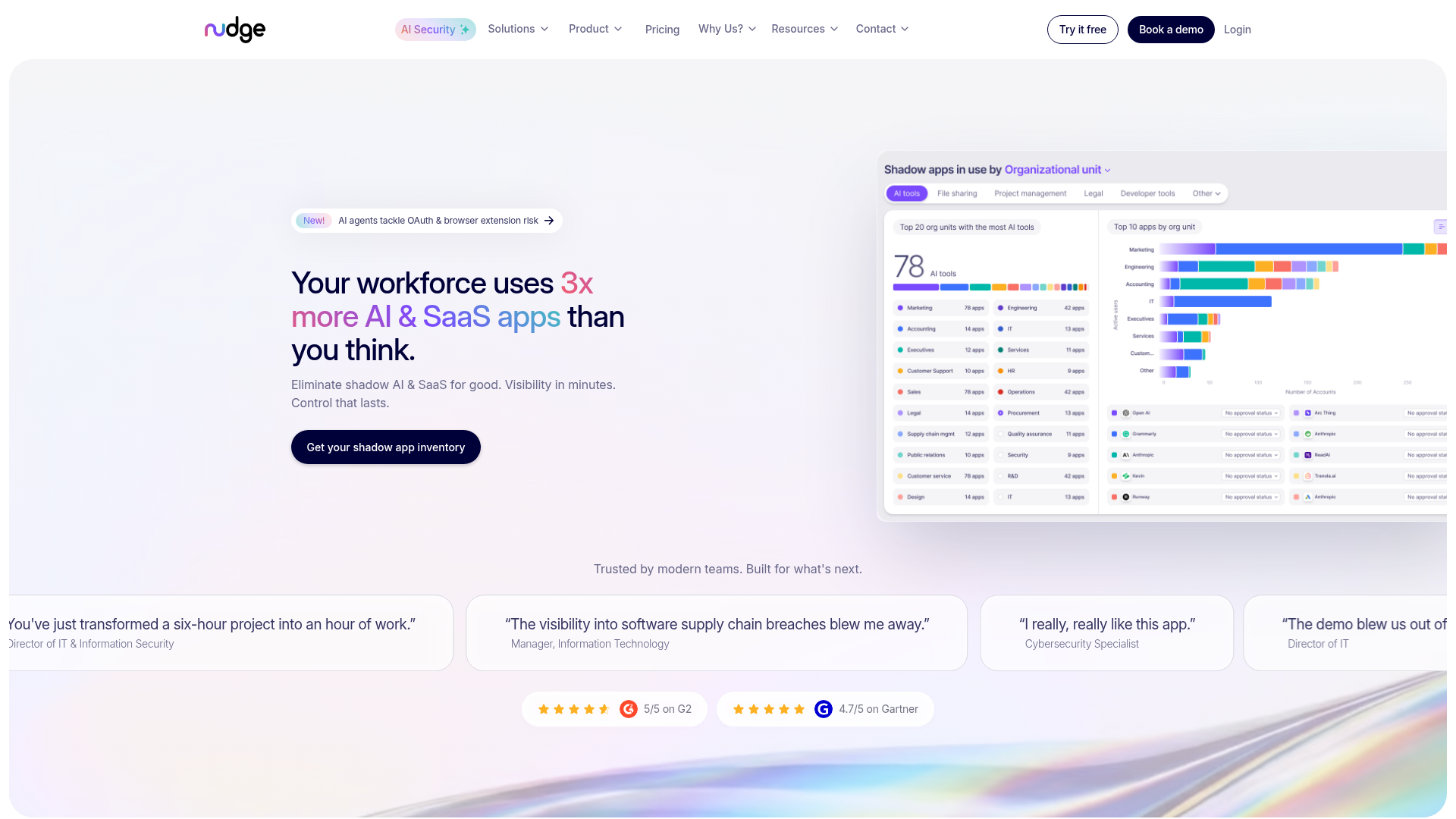 Nudge Security homepage