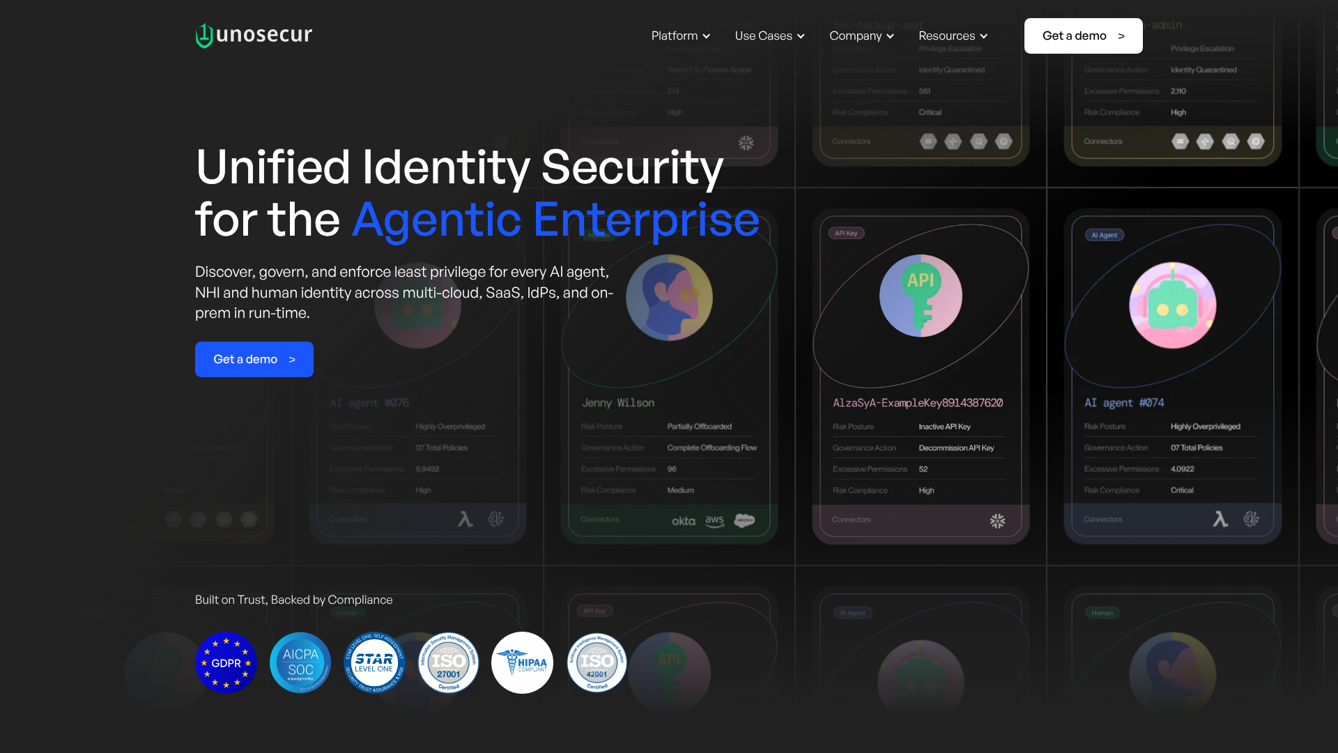 Unosecur homepage