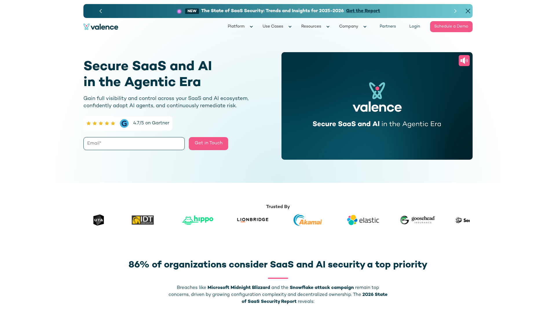 Valence Security homepage