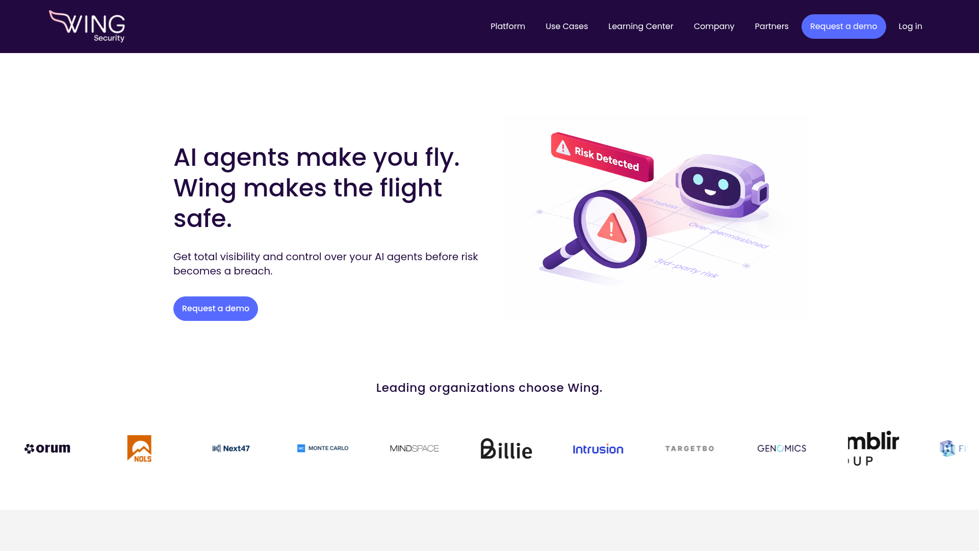 Wing Security homepage